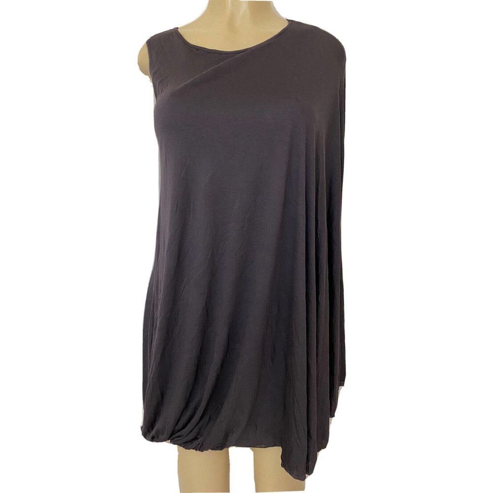 A.L.C One Shoulder Mini Kaftan Tank Dress Purple Plum Sleeveless Drape B…